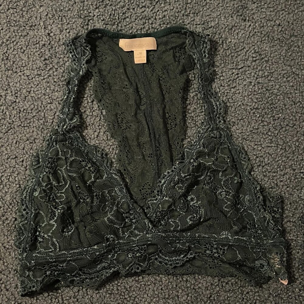 Francesca's Dark Green Lace Racerback Bralette